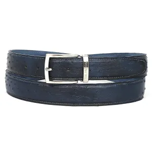 Paul Parkman Navy Genuine Ostrich Belt