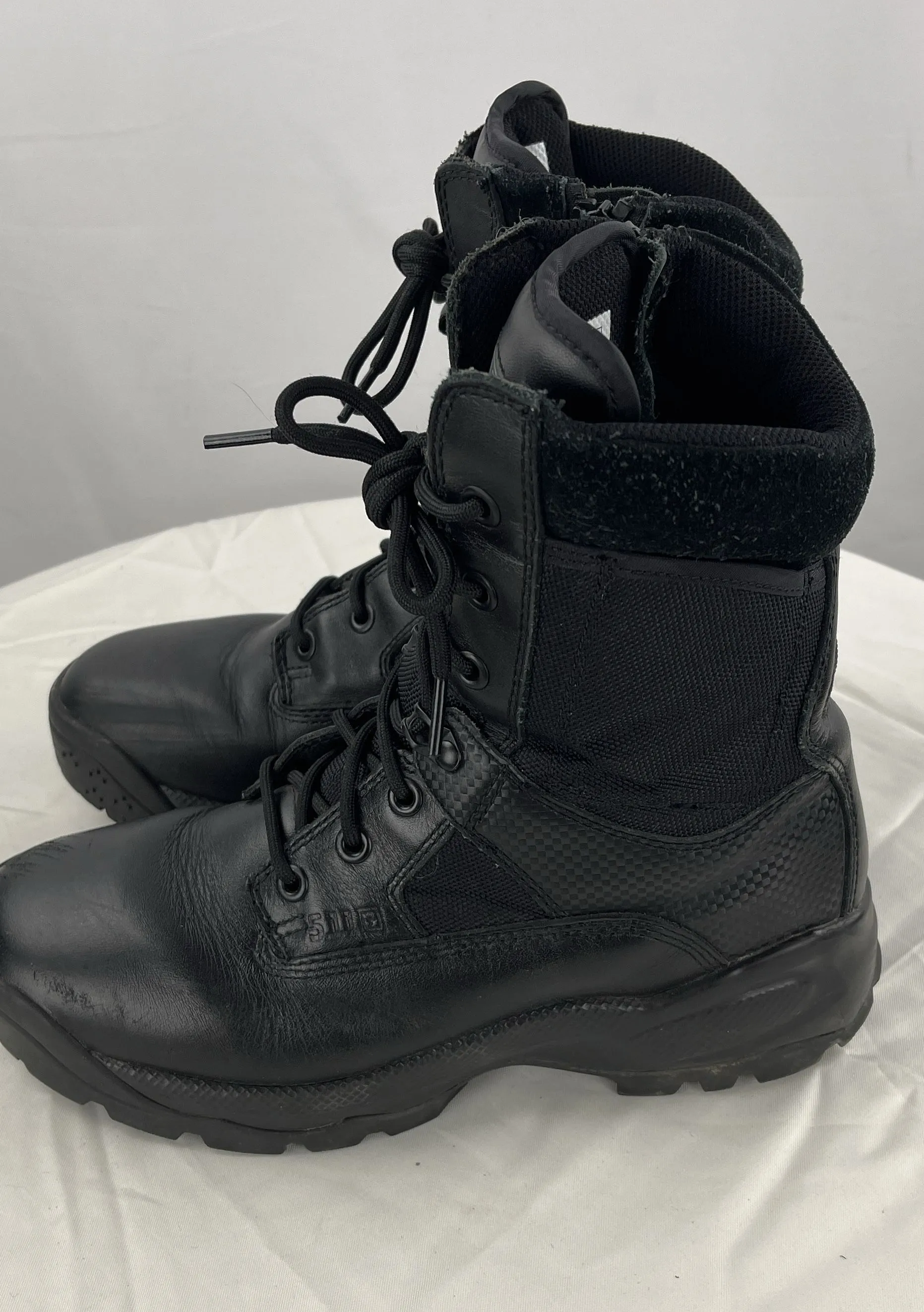 5.11 Black Leather Tactical ATAC 8" Side Zip Combat Boots Size 10