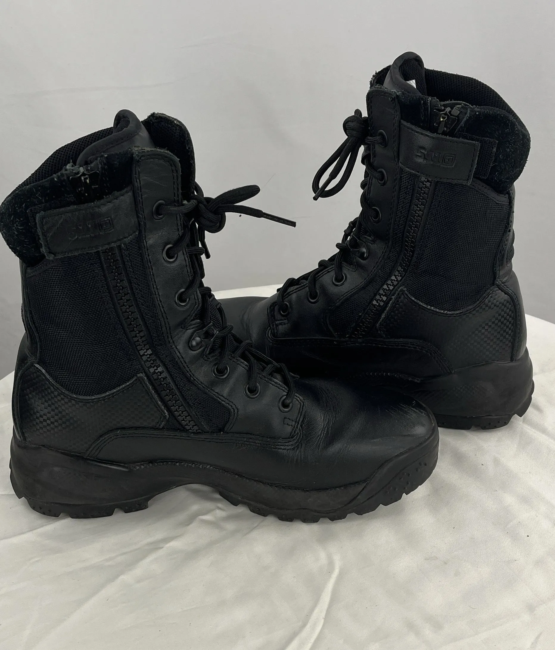 5.11 Black Leather Tactical ATAC 8" Side Zip Combat Boots Size 10