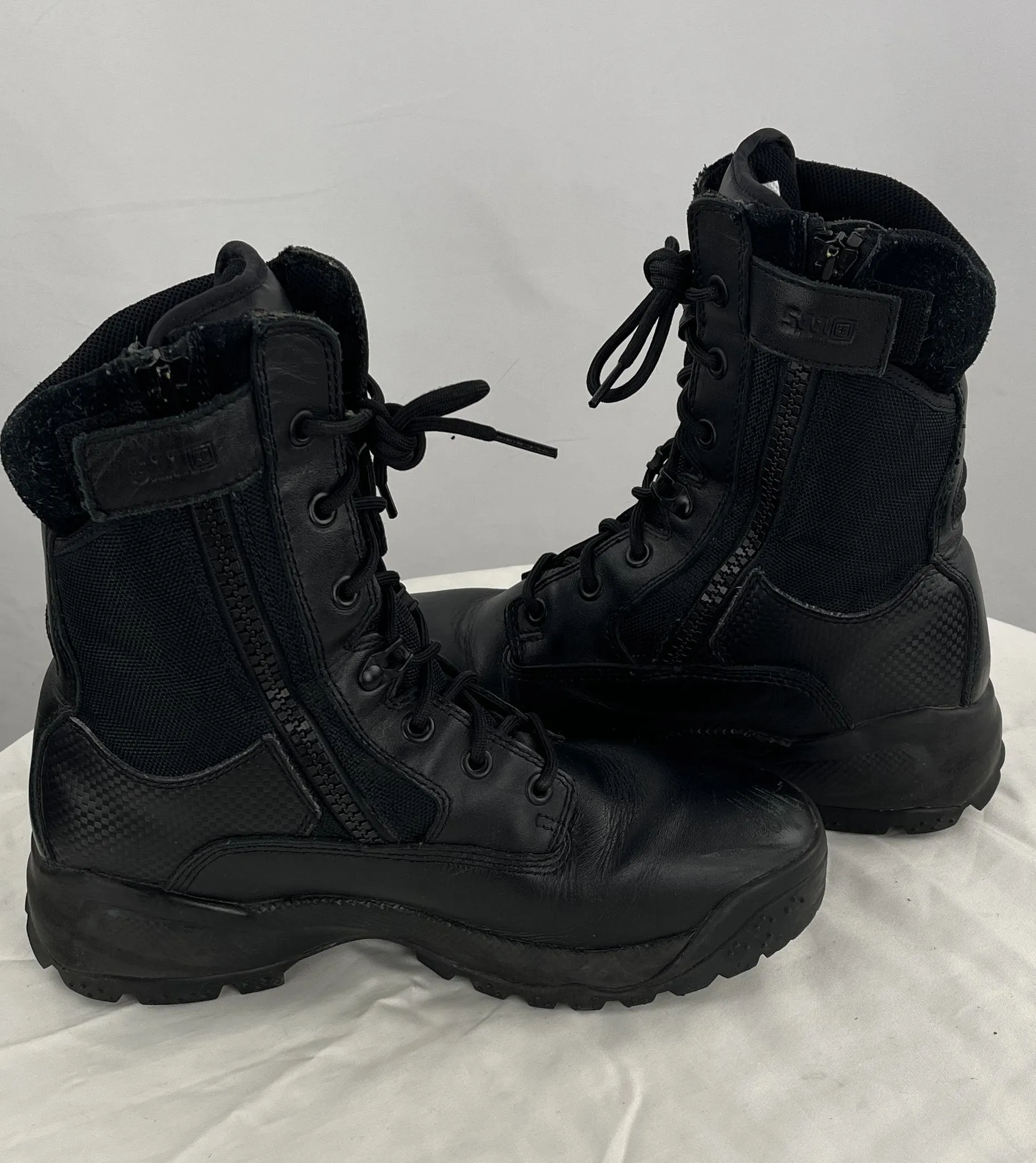 5.11 Black Leather Tactical ATAC 8" Side Zip Combat Boots Size 10