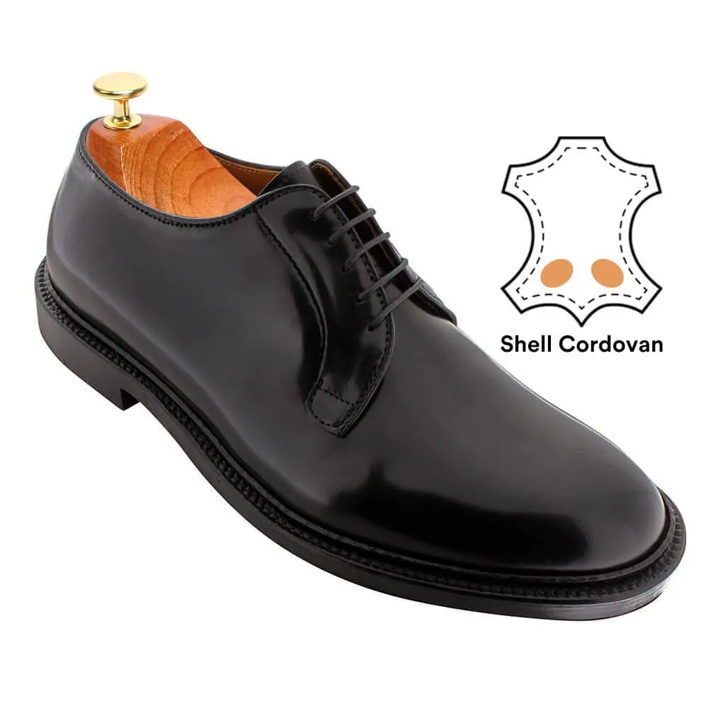 7 CM / 2.76 Inches CMR CHAMARIPA Stand Tall in Style with Height Increasing Plain Toe Blucher Shoes - Black Shell Cordovan Men's Taller Shoes