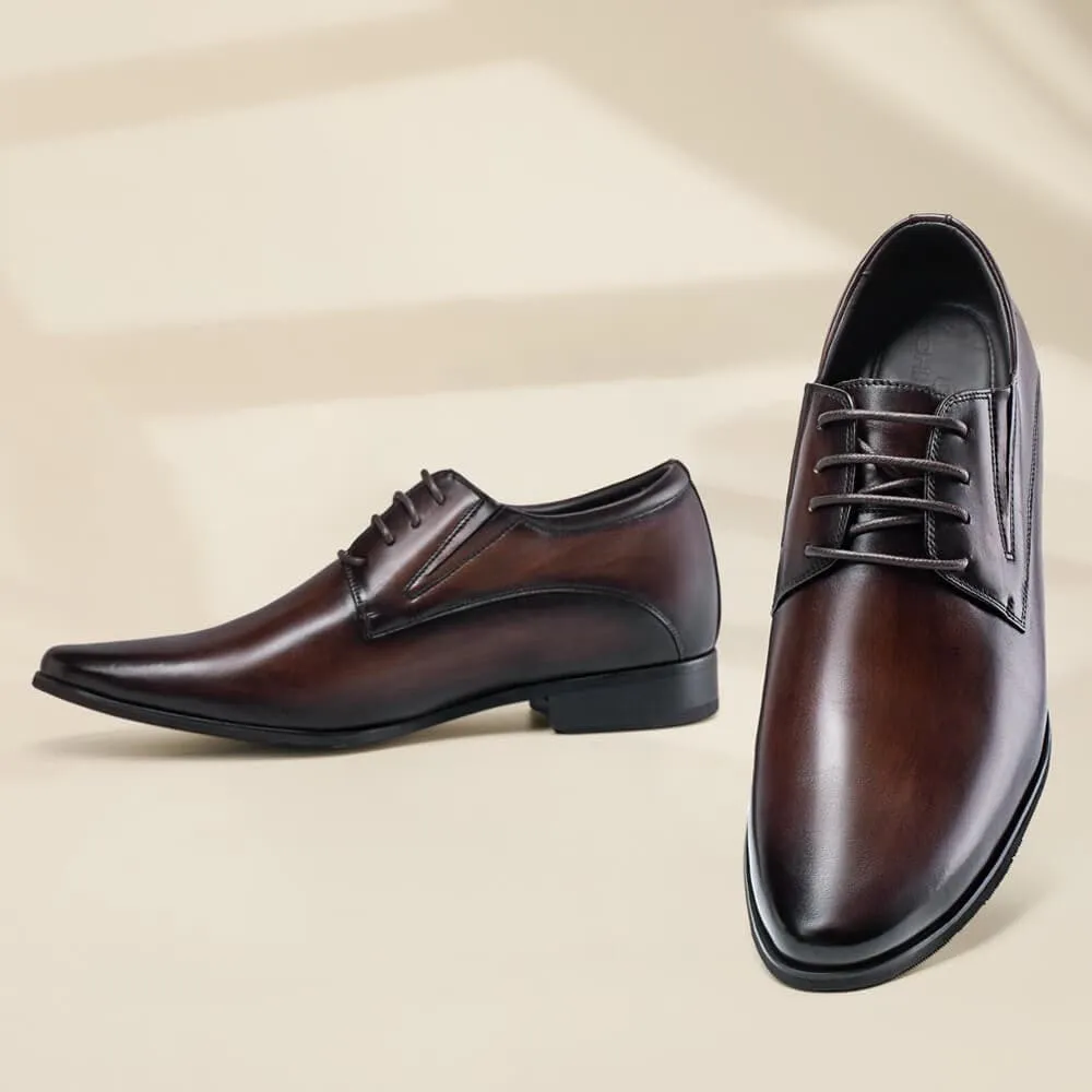 8CM / 3.15 Inches CMR CHAMARIPA Height Enhancing Shoes: Elevate Your Style with Brown Derby Men Shoes