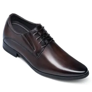 8CM / 3.15 Inches CMR CHAMARIPA Height Enhancing Shoes: Elevate Your Style with Brown Derby Men Shoes