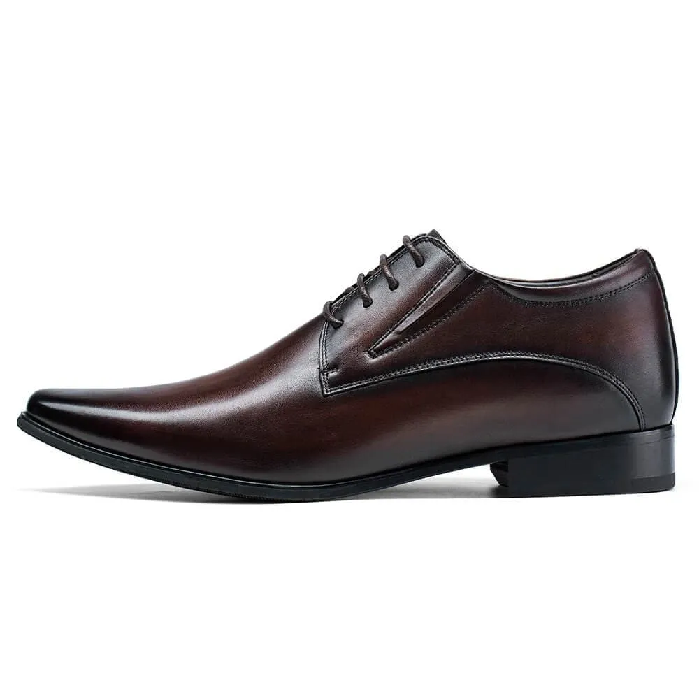 8CM / 3.15 Inches CMR CHAMARIPA Height Enhancing Shoes: Elevate Your Style with Brown Derby Men Shoes