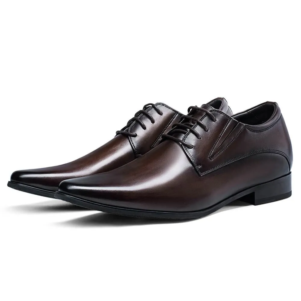 8CM / 3.15 Inches CMR CHAMARIPA Height Enhancing Shoes: Elevate Your Style with Brown Derby Men Shoes