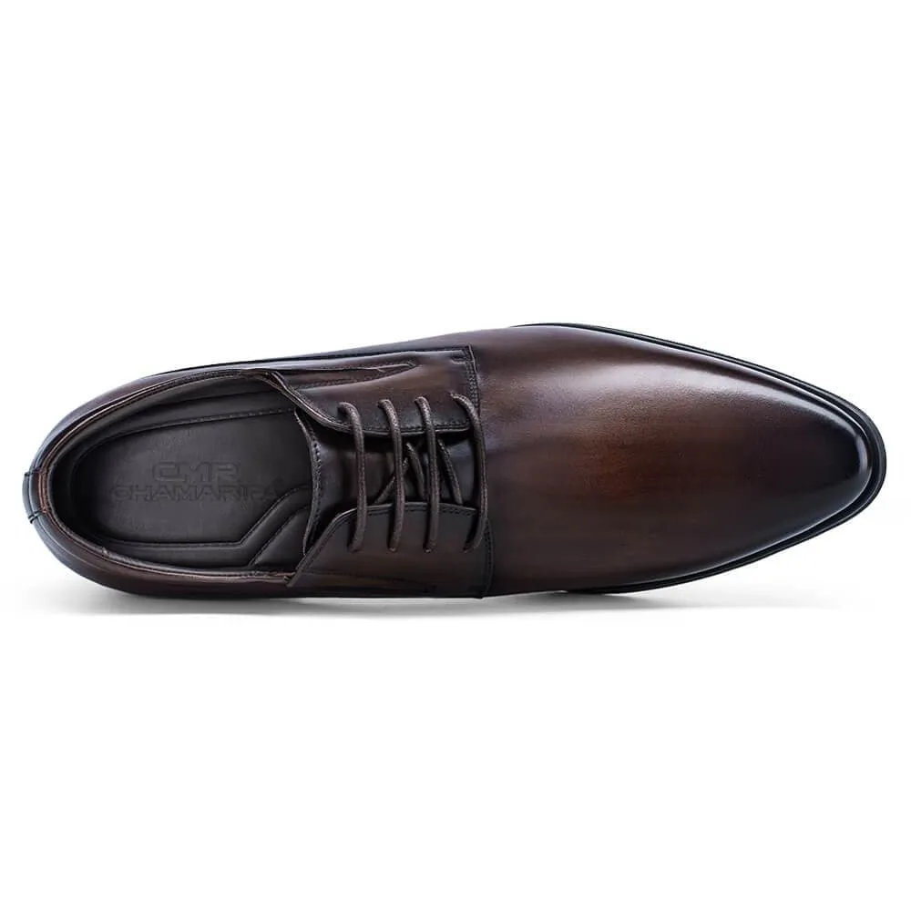 8CM / 3.15 Inches CMR CHAMARIPA Height Enhancing Shoes: Elevate Your Style with Brown Derby Men Shoes