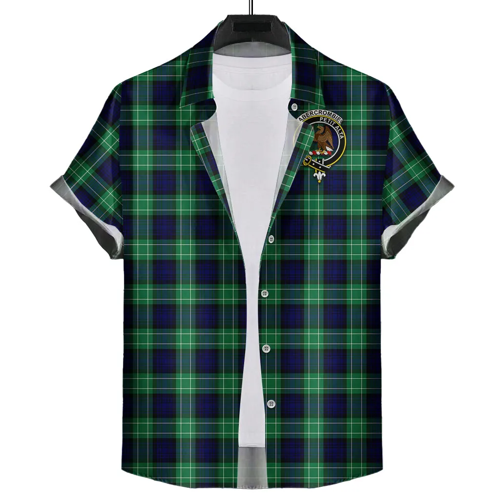 Abercrombie Tartan Short Sleeve Button Down Shirt with Family Crest