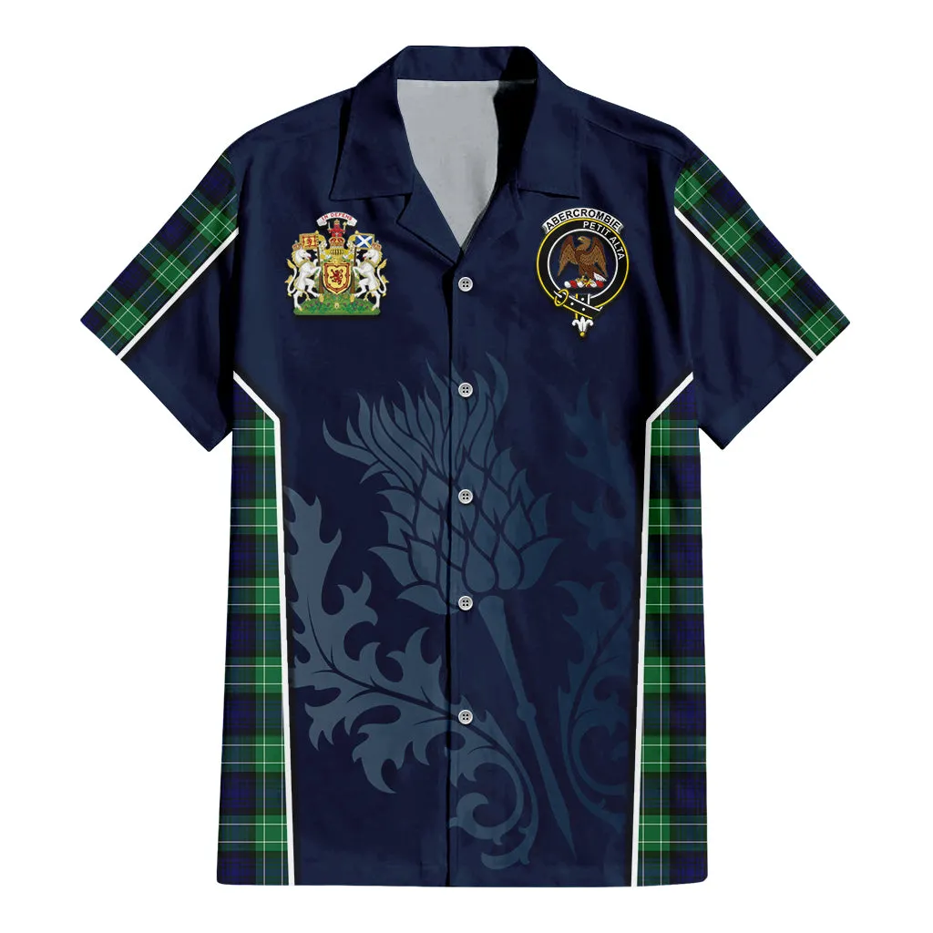 Abercrombie Tartan Short Sleeve Button Up Shirt with Family Crest and Scottish Thistle Vibes Sport Style