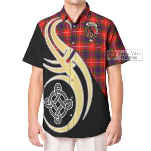 Abernethy Tartan Short Sleeve Button Shirt with Family Crest and Celtic Symbol Style