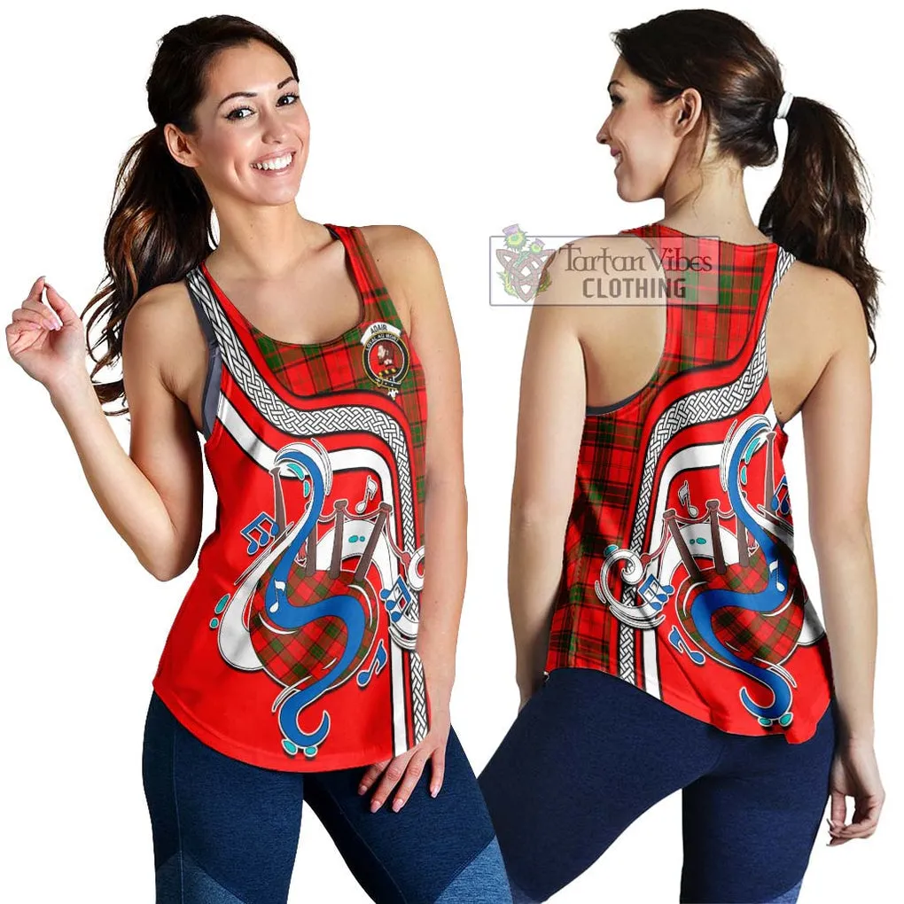 Adair Tartan Women's Racerback Tanks with Epic Bagpipe Style