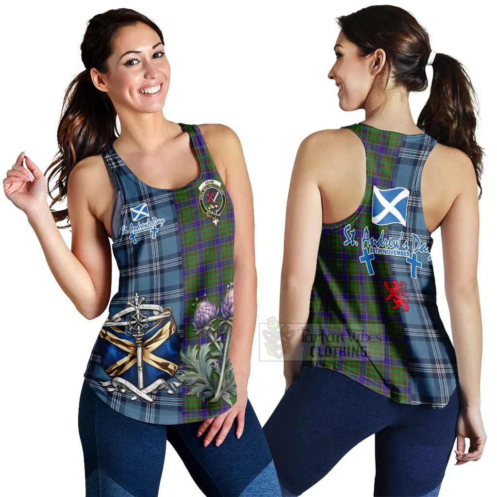 Adam Tartan Women's Racerback Tanks Happy St. Andrew's Day Half Tartan Style