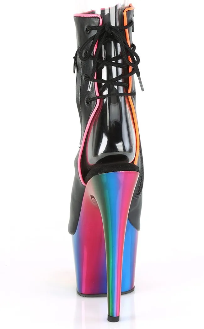 ADORE-1018RC-02 Black & Rainbow Chrome Ankle Boots