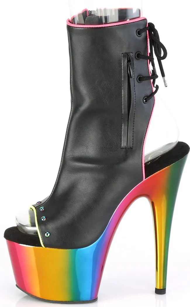 ADORE-1018RC-02 Black & Rainbow Chrome Ankle Boots