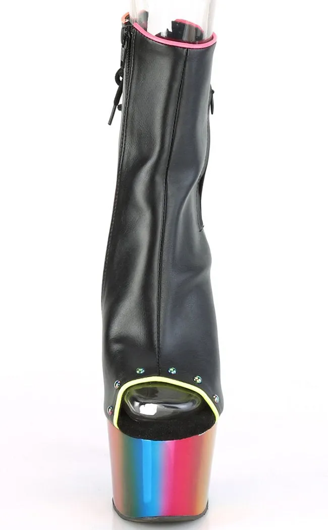 ADORE-1018RC-02 Black & Rainbow Chrome Ankle Boots