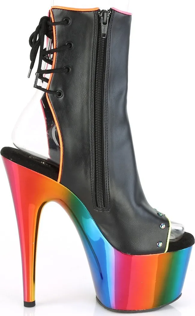 ADORE-1018RC-02 Black & Rainbow Chrome Ankle Boots