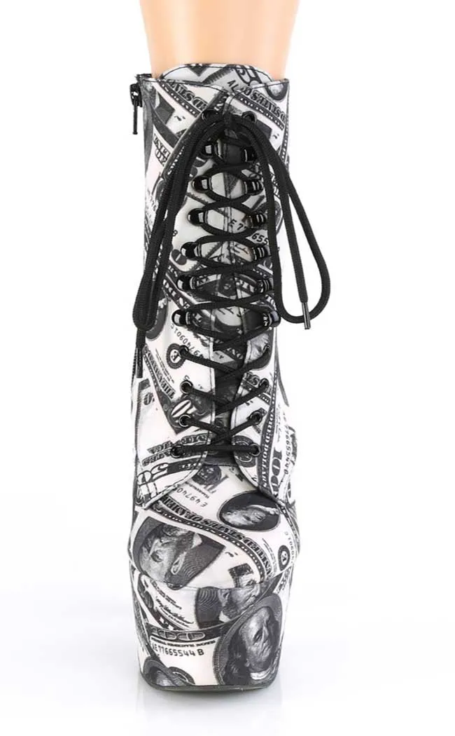 ADORE-1020 White & Black Money Ankle Boots