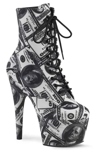 ADORE-1020 White & Black Money Ankle Boots