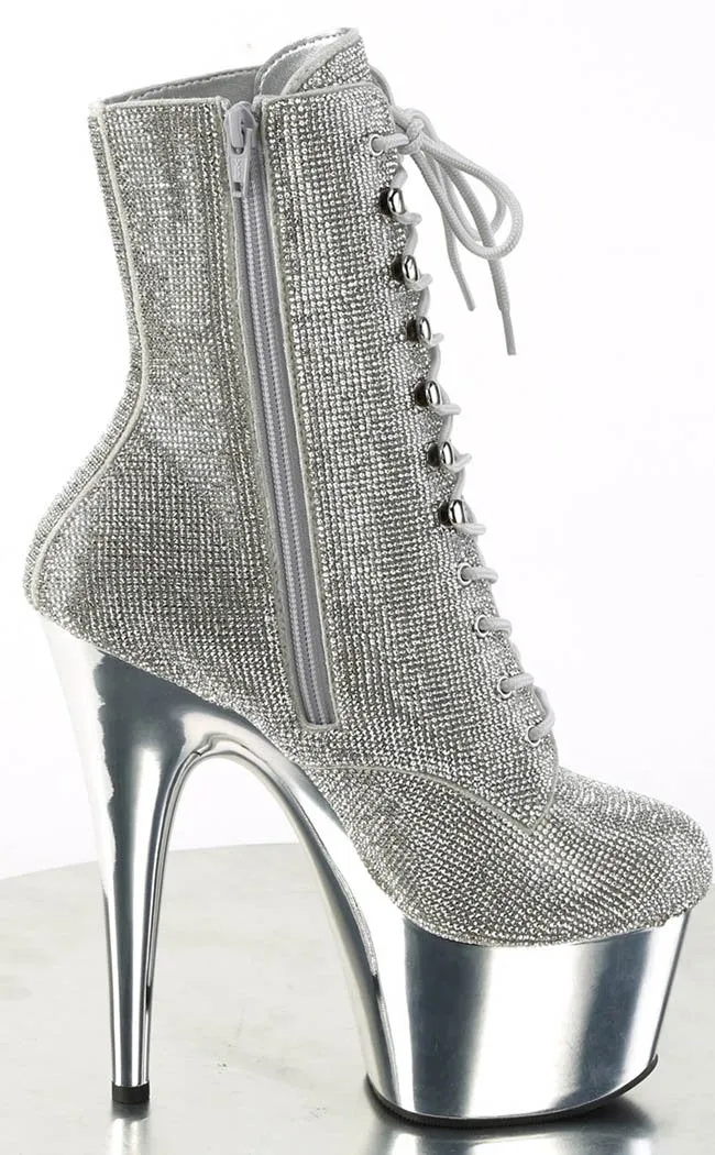 ADORE-1020CHRS Silver Rhinestone Chrome Boots