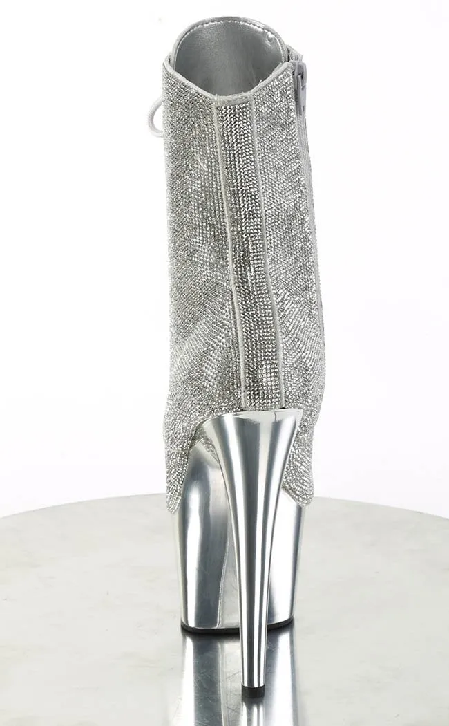 ADORE-1020CHRS Silver Rhinestone Chrome Boots