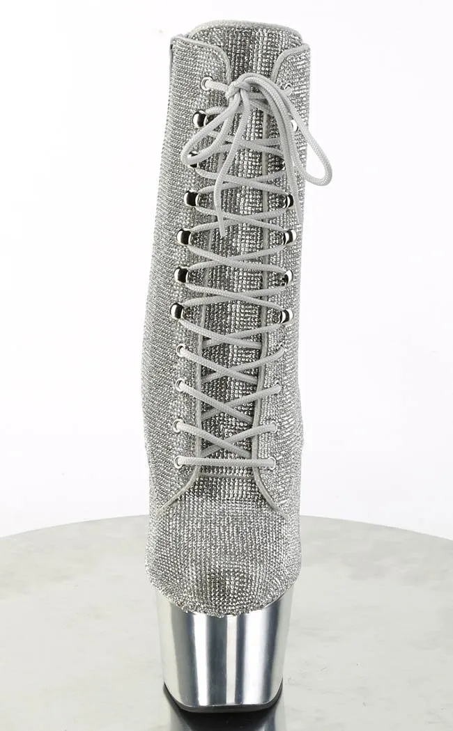 ADORE-1020CHRS Silver Rhinestone Chrome Boots