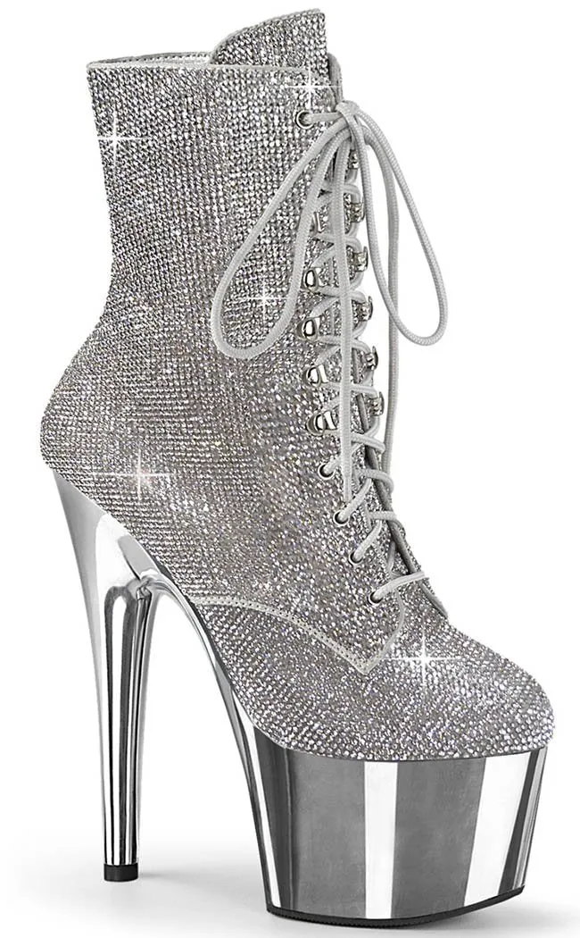 ADORE-1020CHRS Silver Rhinestone Chrome Boots