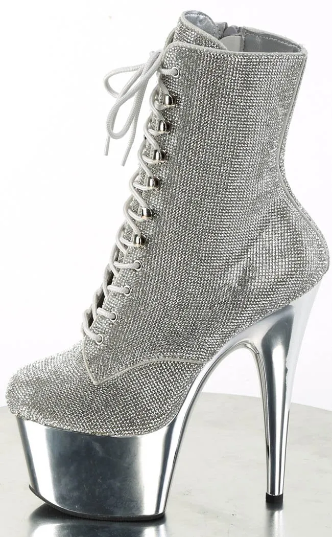 ADORE-1020CHRS Silver Rhinestone Chrome Boots