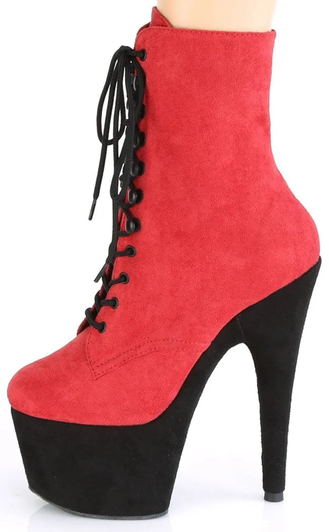 ADORE-1020FSTT Red & Black Suede Boots