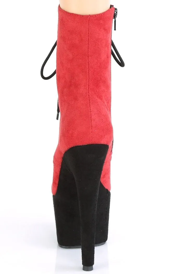 ADORE-1020FSTT Red & Black Suede Boots