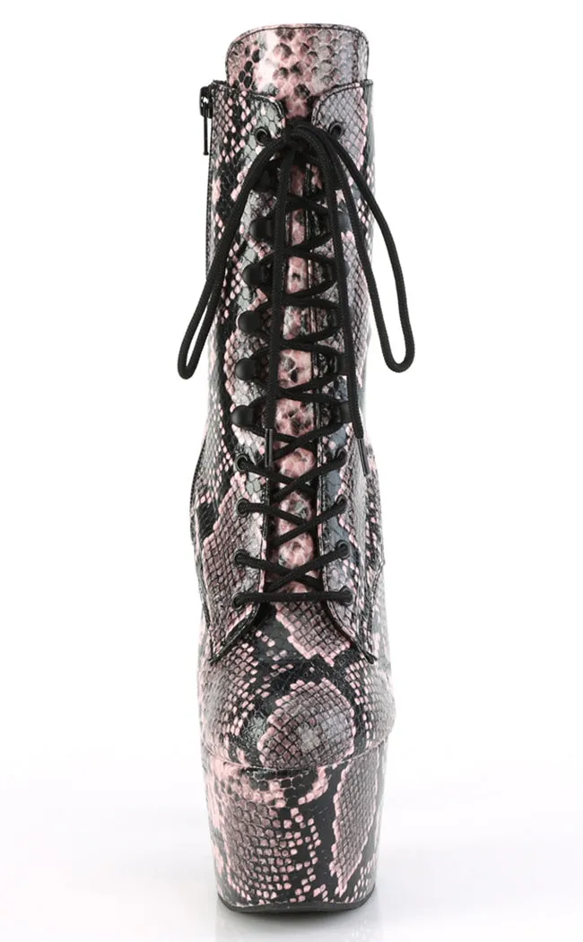 ADORE-1020SPWR Pink Snake  Print Ankle Boots