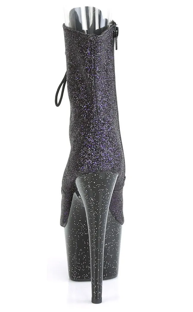 ADORE-1021MG Purple Glitter Peeptoe Ankle Boots