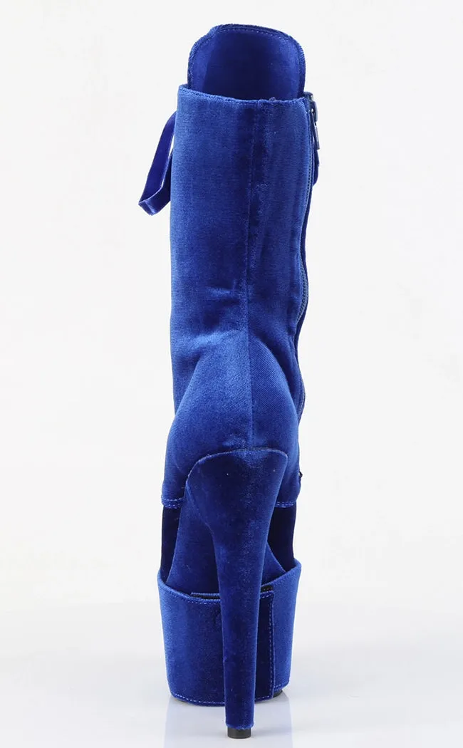 ADORE-1045VEL Navy Blue Velvet Ankle Boots