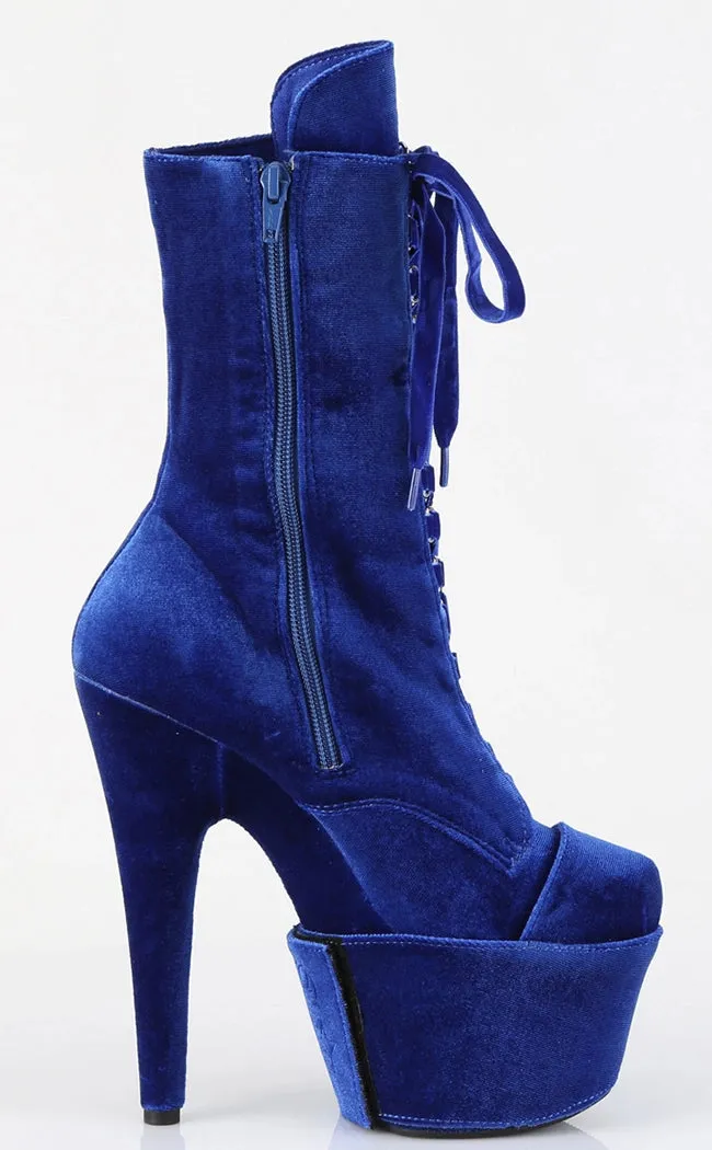 ADORE-1045VEL Navy Blue Velvet Ankle Boots