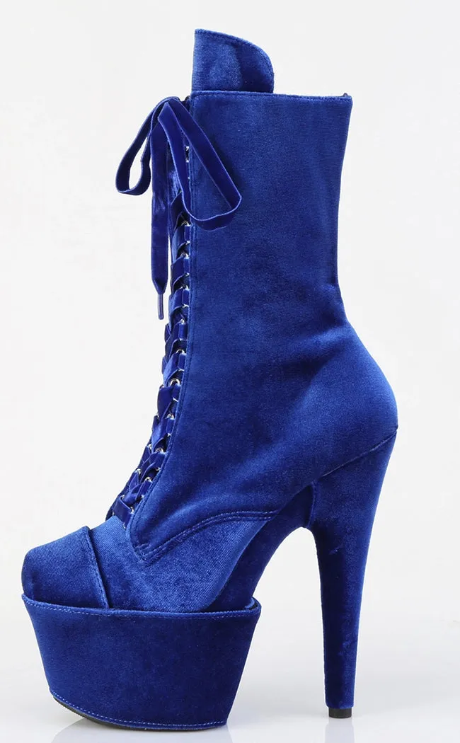 ADORE-1045VEL Navy Blue Velvet Ankle Boots