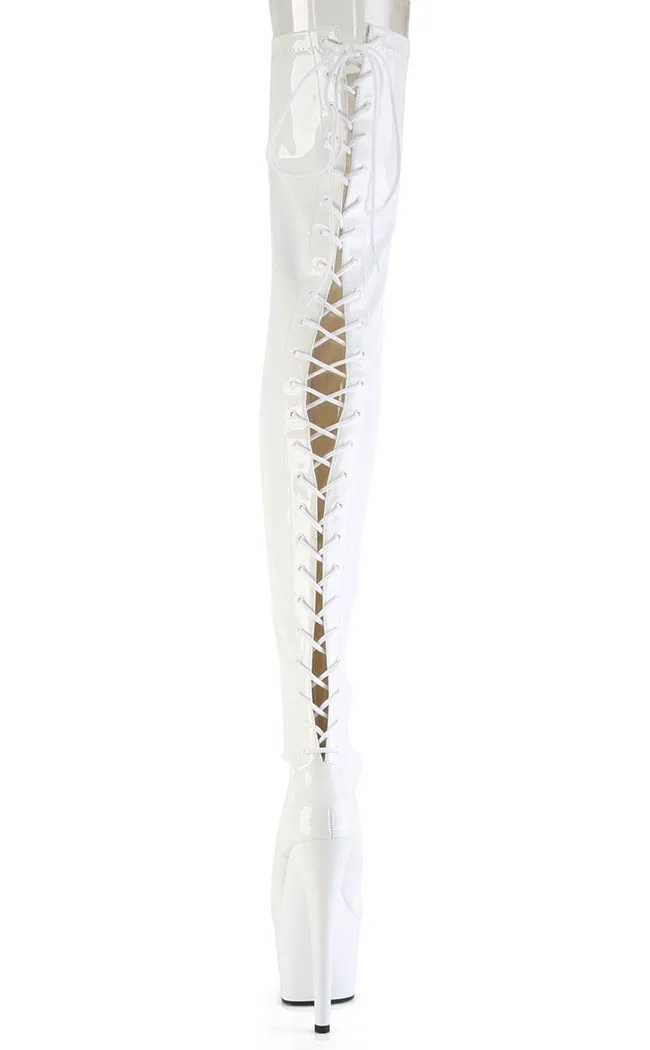 ADORE-3850 White Patent Thigh High Boots