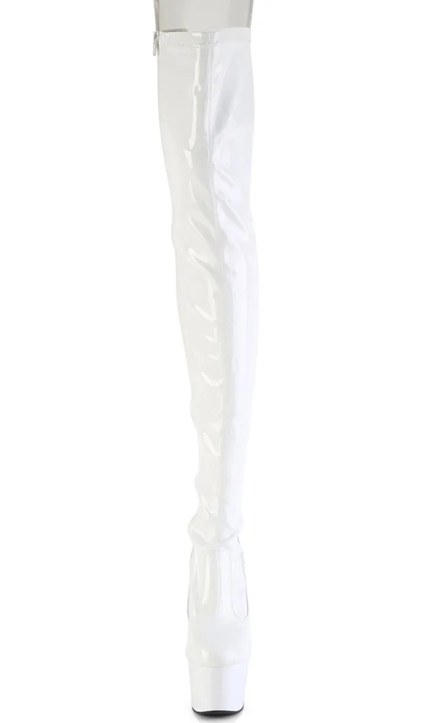 ADORE-3850 White Patent Thigh High Boots