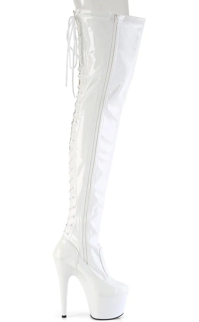 ADORE-3850 White Patent Thigh High Boots