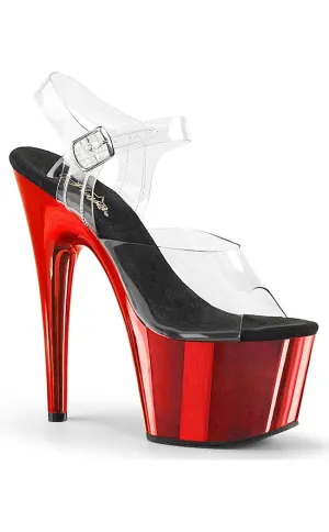 ADORE-708 Clear & Red Chrome Platform Heels