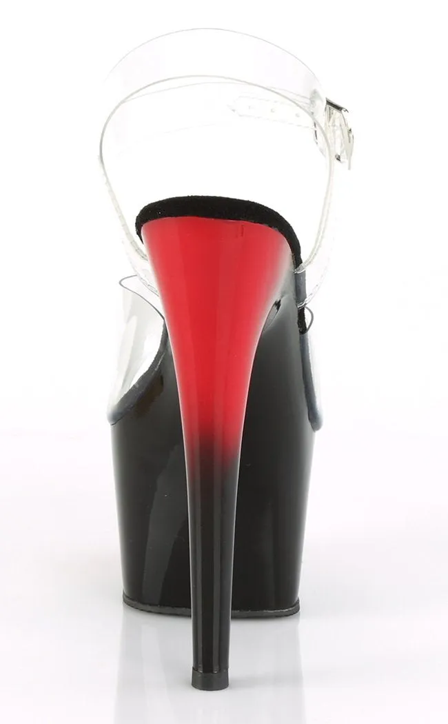 ADORE-708BR Clear & Red Black Ombre Heels