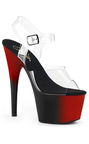 ADORE-708BR Clear & Red Black Ombre Heels