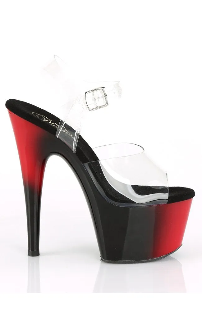 ADORE-708BR Clear & Red Black Ombre Heels