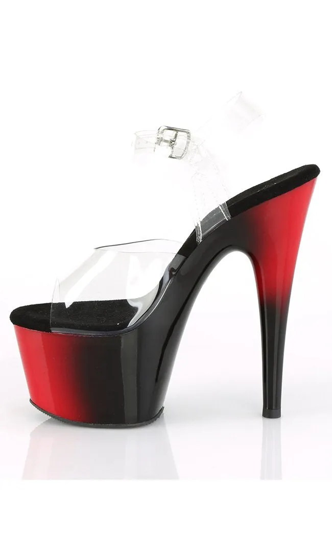 ADORE-708BR Clear & Red Black Ombre Heels