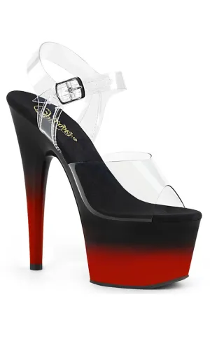 ADORE-708BR-H Clear & Red Black Ombre Heels