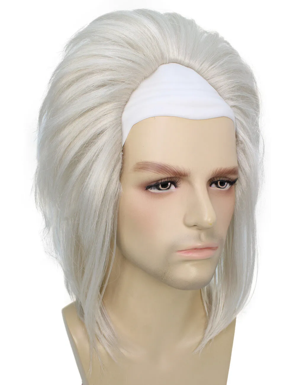 Adult Men's Half-bald Silver Blonde Cosplay Wig | Perfect For Halloween | Flame-Retardant Synthetic Fiber