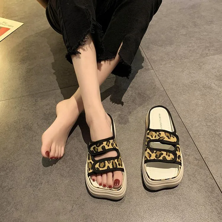 Aesthetic Printed Canvas Flat Sole Summer Slippers