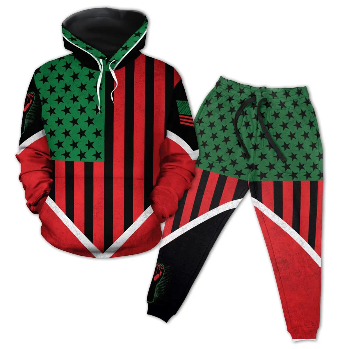 African American Flag 2 All-over Hoodie and Joggers Set