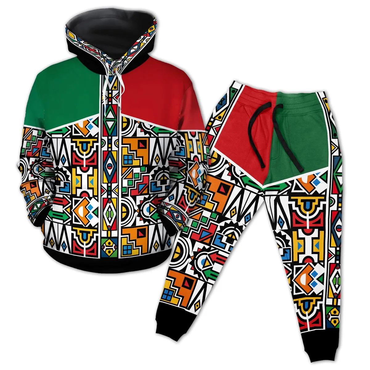 African Ndebele Pattern Hoodie and Joggers Set