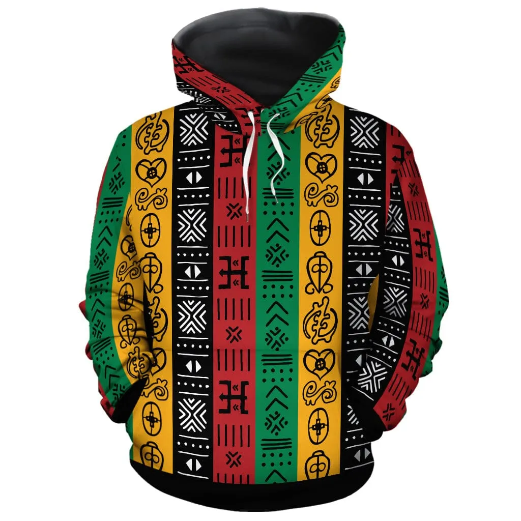 African Symbols In Pan African Colors Fleece All-over Hoodie And Joggers Set