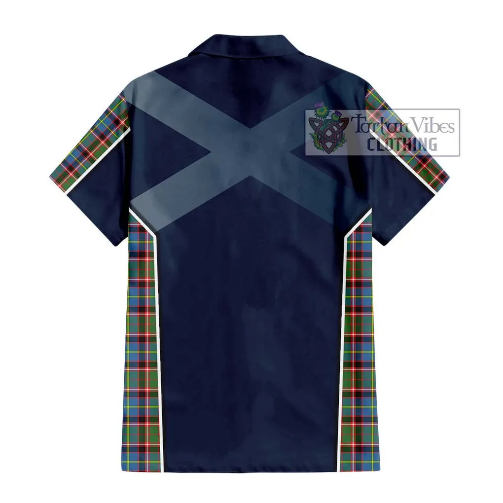 Aikenhead Tartan Short Sleeve Button Shirt with Family Crest and Lion Rampant Vibes Sport Style