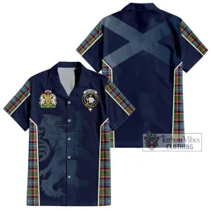 Aikenhead Tartan Short Sleeve Button Shirt with Family Crest and Lion Rampant Vibes Sport Style