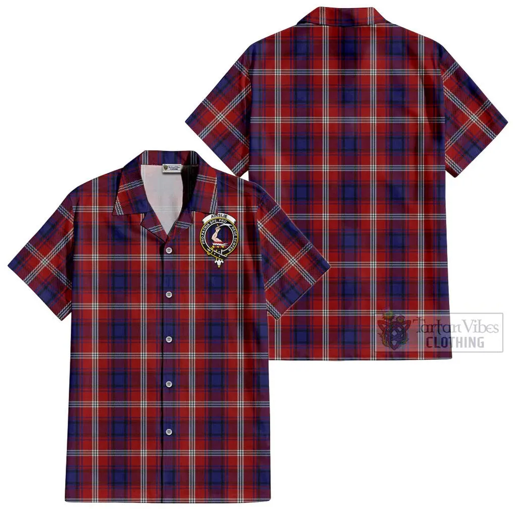 Ainslie Tartan Cotton Hawaiian Shirt with Family Crest